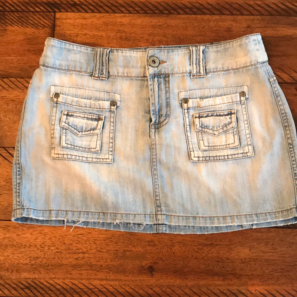 Z Cavaricci Denim Distressed Mini Skirt Size 5 Y2K